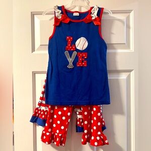 Boutique 3 Piece Girls Baseball Outfit